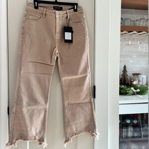 Womens RISEN Frayed Hem Tan Jeans size 13/31 NWTs